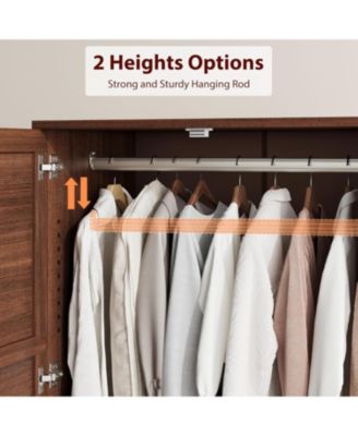 72" Armoire Wardrobe Closet with 4 Doors, Hanging Rod & Adjustable Shelves for Bedroom Storage