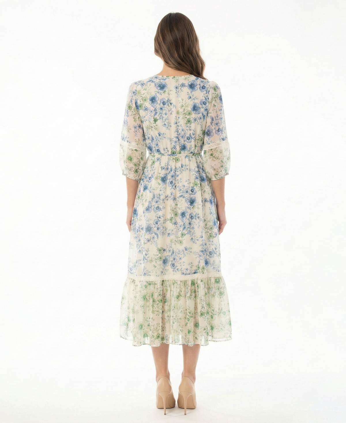 Taylor Petite Chiffon Button-Front Midi Dress