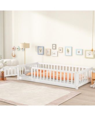 Twin Floor Bed with Fence & Door