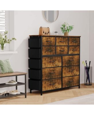 12-Drawer Fabric Dresser for Bedroom, Storage Chest of Drawers, Brown