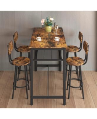 5-Piece Kitchen Counter Height Table Set Bar Table with 4 Chairs