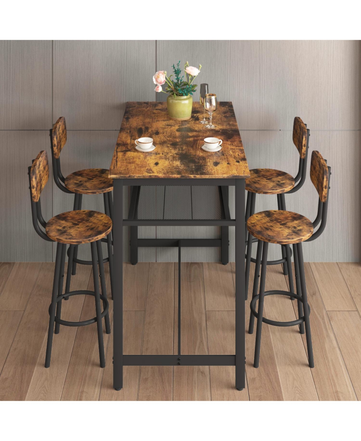Streamdale Furniture 5-Piece Kitchen Counter Height Table Set Bar Table with 4 Chairs