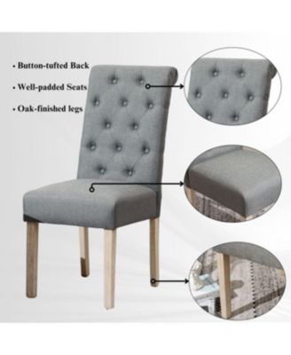 Banff 5-piece Dining Set, Cross-Buck Round Table with 4 Tufted Chairs, Gray