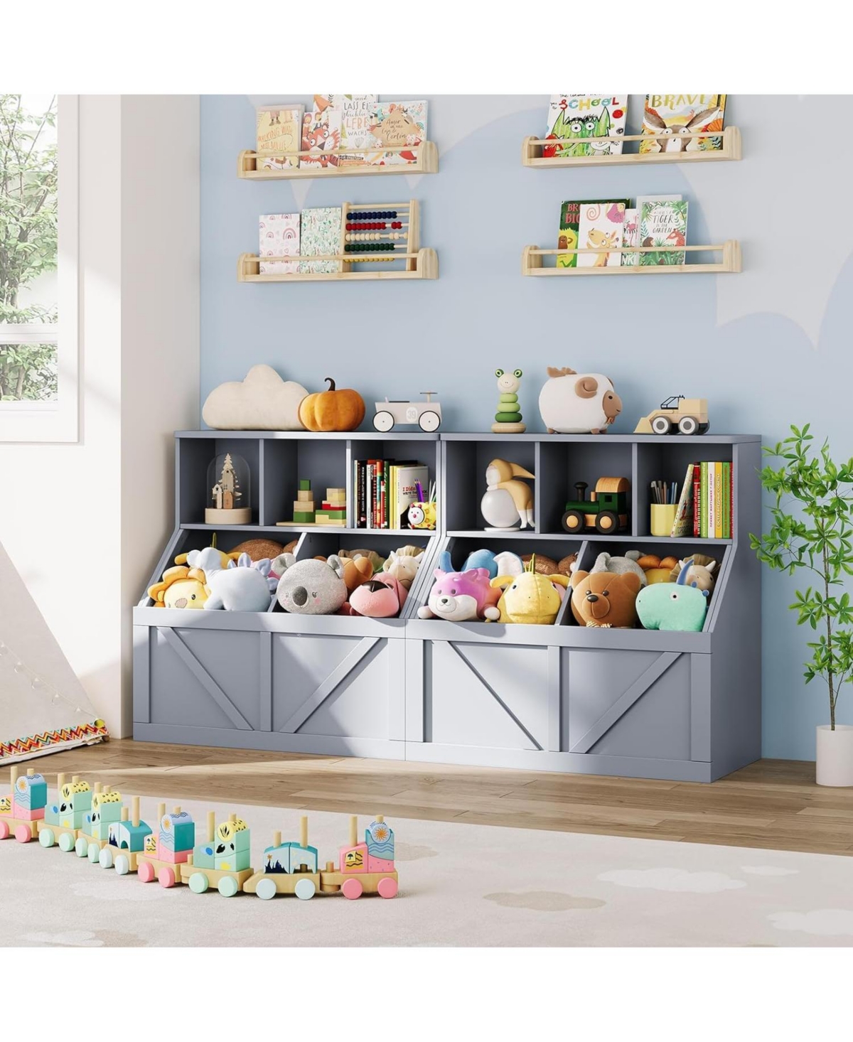 gaomon Toy Storage Organizer and Kids Bookshelf, Toddler Toy Storage Cabinet