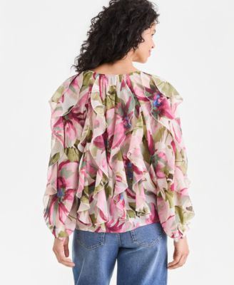 Women's Long-Sleeve Ruffled Blouse