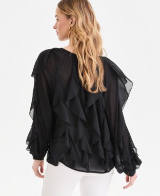 Women's Long-Sleeve Ruffled Blouse