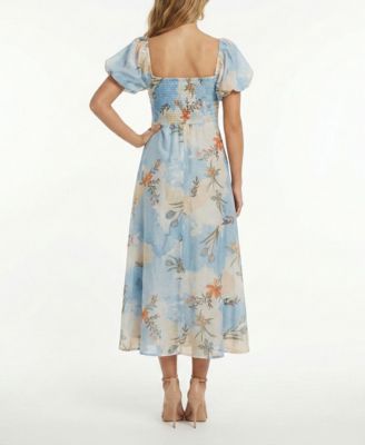 Women's Pleated Square Neck Empire Waist Dress