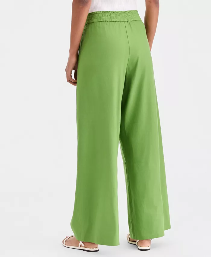 Women's Linen-Blend Wide-Leg Pull-On Pants - thumbnail 9