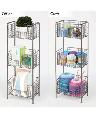 Steel Freestanding 3-Tier Kitchen Organizer Tower - Baskets, Dark Gray