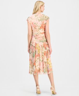 Women's Asymmetrical-Waist Cowl-Neck Dress