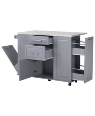 “50.7&iquest; Kitchen Island with Storage, Tilt Trash Cabinet & Organizer”