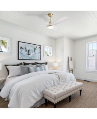 60-inch Modern Gold 3-blade Ceiling Fan Light With Remote Control Supports Mobile Phone Connection And Voice Function