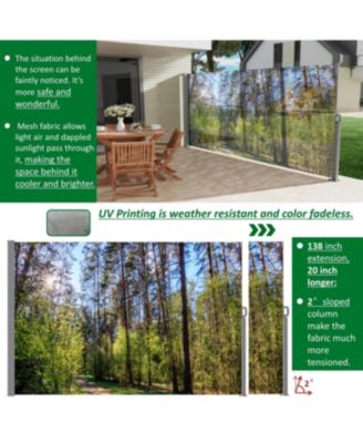 71"x138" Retractable Side Awning Screen, Semi-transparent, UPF50+, for Garden/Balcony