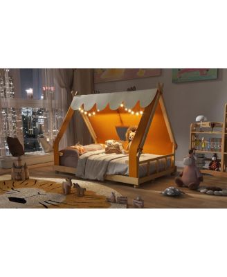 Full Size House Bed with Tent and Light
