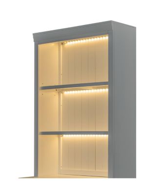 LED Lighting Bookshelf Suite with Sliding Doors & Drawers, White