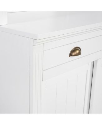 LED Lighting Bookshelf Suite with Sliding Doors & Drawers, White