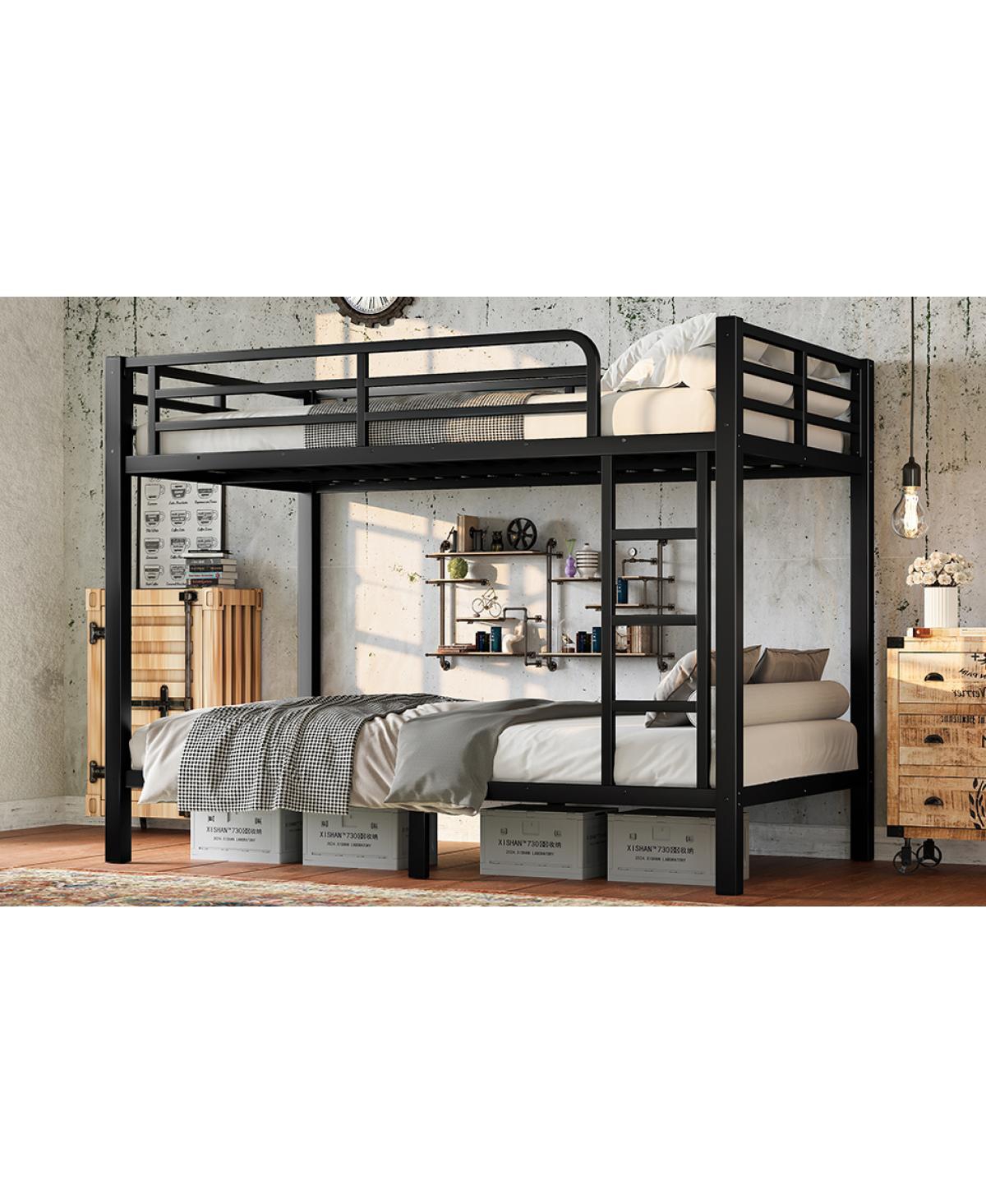 Streamdale Furniture Metal Twin over Twin Bunk Bed, Space-Saving, Noise Reduced, Black