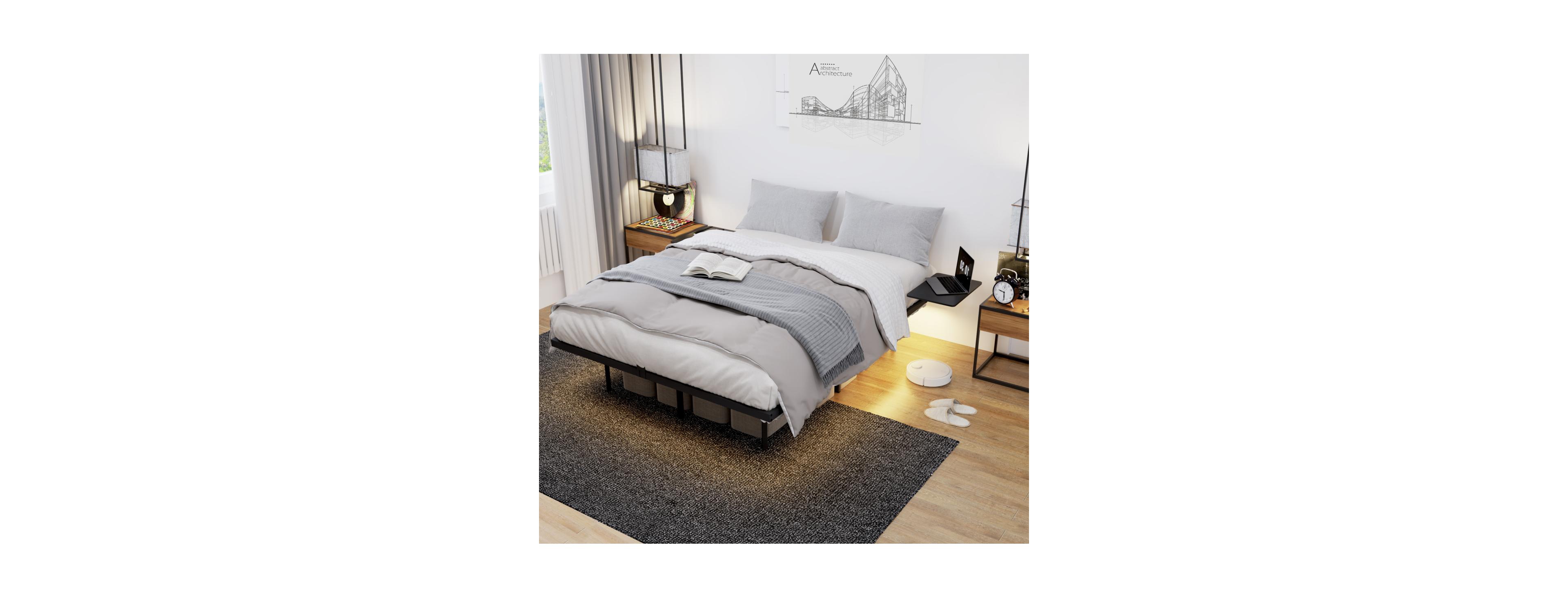 Streamdale Furniture Full Size Bed Frame, Heavy Duty, Led Light