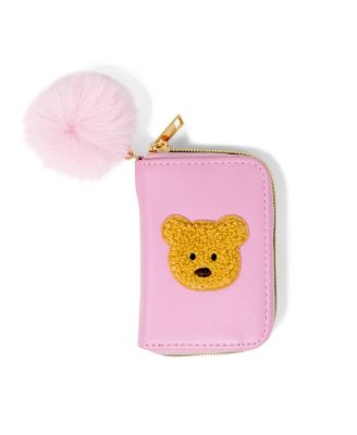 Girls Teddy Pom Pom Zip Wallet