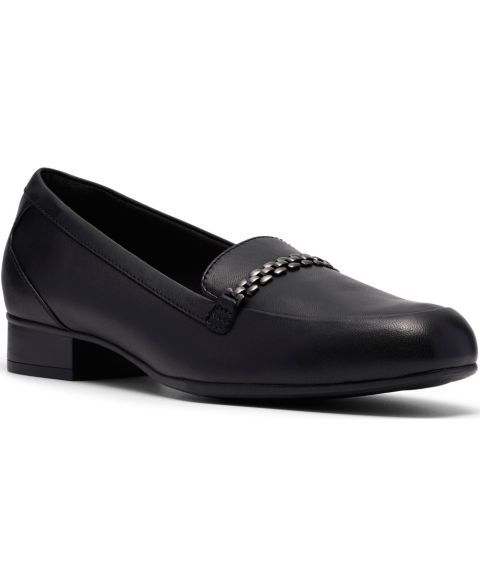 Женские туфли Clarks Juliet Mia Round Toe Dress Loafers, цвет: Чёрный кожаный