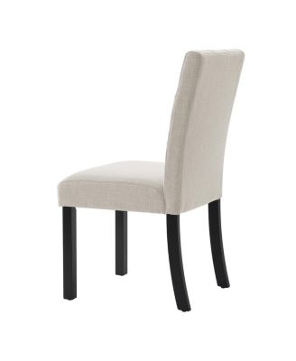 Streamdale 4 Piece Modern Tufted Dining Chair, Rustic Linen Upholstered, Beige