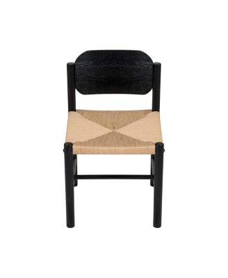 Streamdale Wooden Dining Chairs with Beige Paper Rope Seat, Set of 2