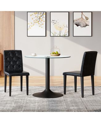 Streamdale Elegant PU Dining Chair with Ergonomic Buckle Backrest