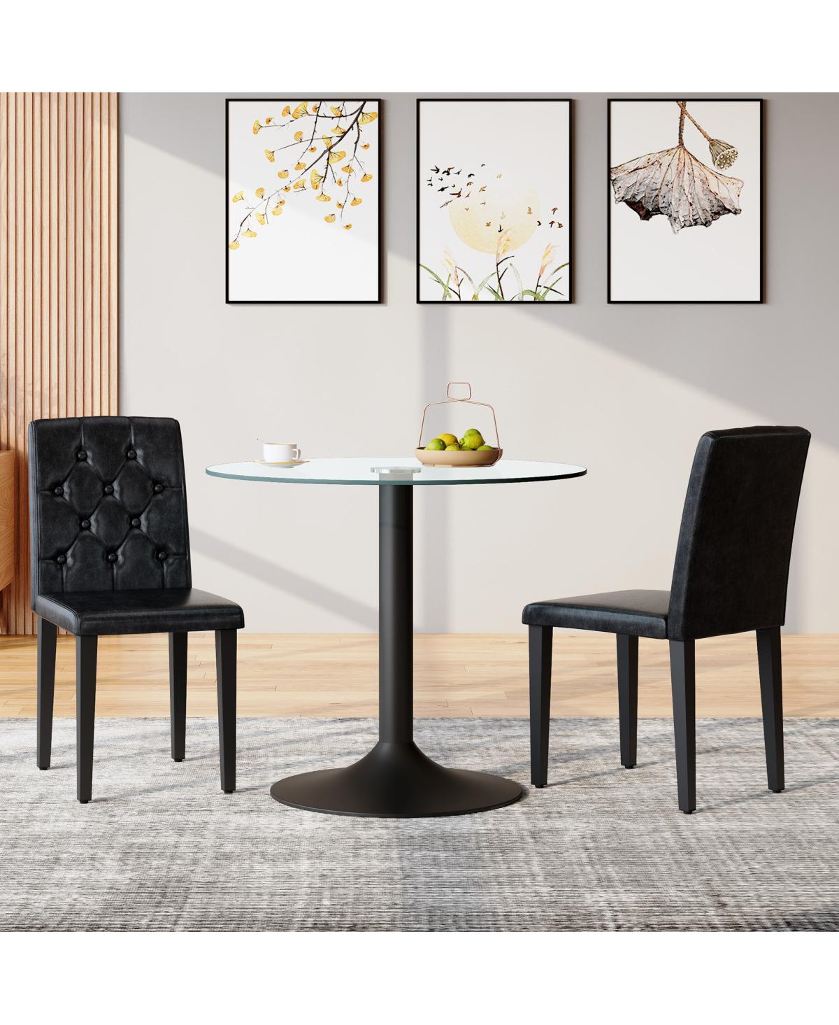 Streamdale Elegant Pu Dining Chair with Ergonomic Buckle Backrest