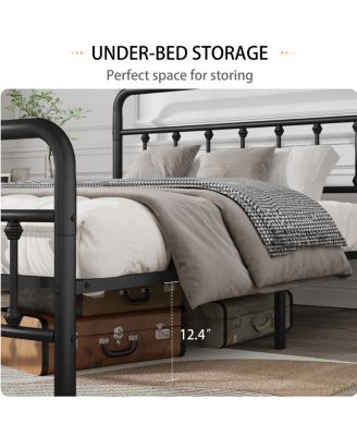 Metal Bed Frame, Full Size, Headboard, Under Bed Storage