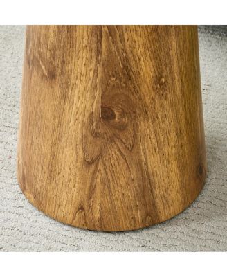 Wood Grain MDF Round Coffee Table - 19.6" D, 18.8" H