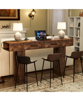 Streamdale Natural Vintage Brown 63-Inch Console Table for Entryway, Hallway, Living Room