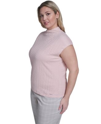 Plus Size Knit Cap Sleeve Top