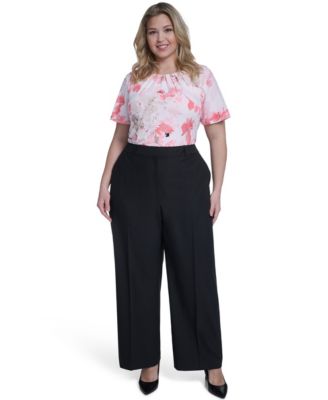Plus Size Stripe Wide Leg Pants