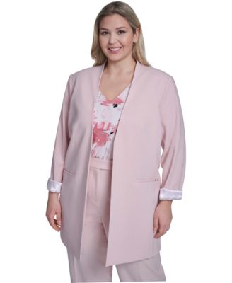 Plus Size Open-Front Notch Collar Jacket