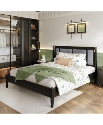 Solid Wood Queen Bed, Heavy Duty Support