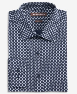 Men's Slim-Fit Foulard Print Button-Up Shirt 