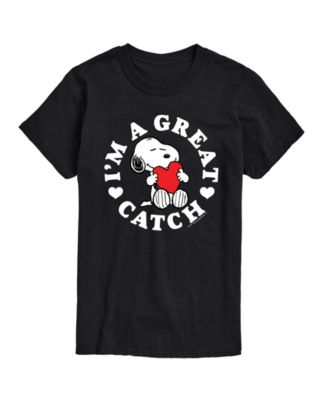 Men's Peanuts Snoopy I'M A Great Catch Printed Short-Sleeve Graphic T-Shirt