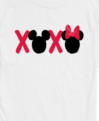 Men's Disney Mickey Minnie Heads Xoxo Printed Short-Sleeve Graphic T-Shirt
