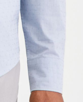 Men's Slim-Fit Dobby Dot Print Dress Shirt