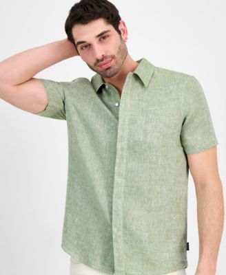 Men's Point-Collar Linen Shirt