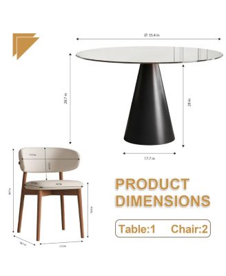 Streamdale 35" Round Glass Dining Table with Carbon Steel Legs (Seats 2-4)