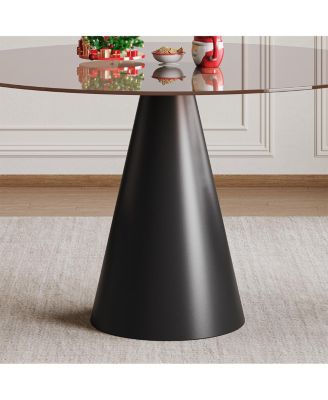 Streamdale 35" Round Glass Dining Table with Carbon Steel Legs (Seats 2-4)