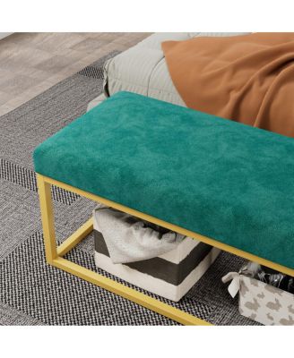 Entryway Storage Bench with Steel Frame, Mid-Century Modern, 600 lb capacity