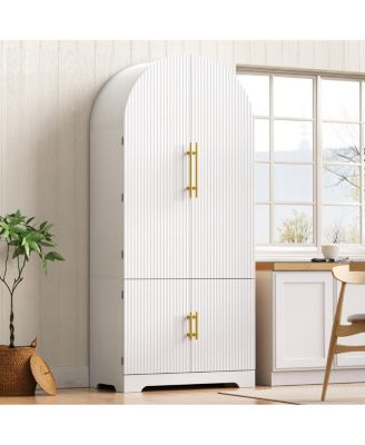  72" Arched Kitchen Pantry Cabinet with 8