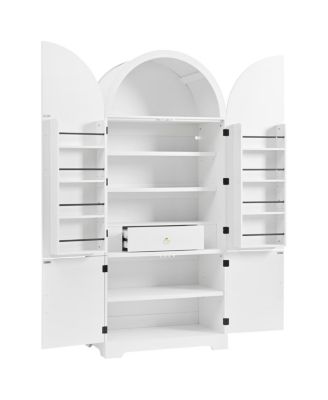  72" Arched Kitchen Pantry Cabinet with 8