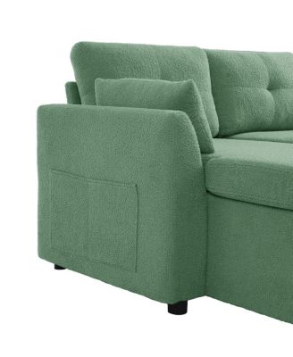 Streamdale Modern U-shaped Sleeper Sofa with Storage & USB Ports, Green
