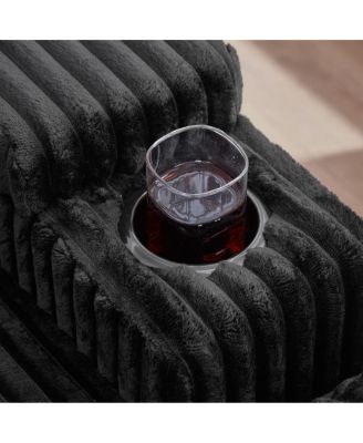 Streamdale Modern Chaise Sofa with Adjustable Backrest, Cup Holders, Phone Holder & Storage, Light Gray