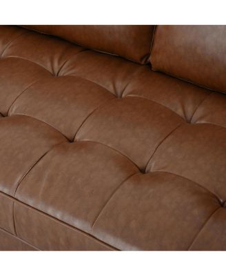 Streamdale Mirod Mid-Century Modern PU Leather 3-Seat Sofa with Solid Wood Legs