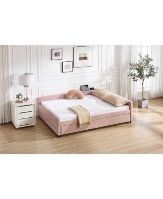 Streamdale Upholstered Daybed with Trundle (Pink)