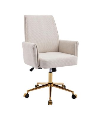  Mid-back office chair, striped fabric, ergonomic design, White